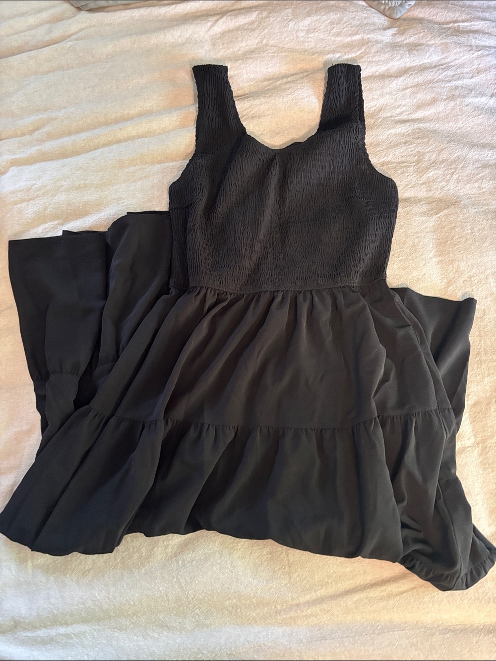 Women's Black Maxi Dress with Smocked Bodice